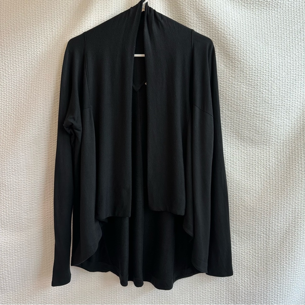 Athleta Nirvana Wear Two Ways Wrap Cardigan Women’s XS Black Open Front Sweater